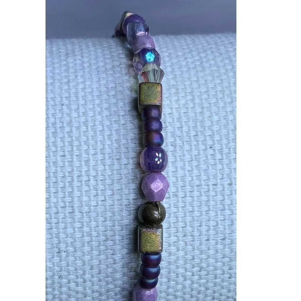 Regal 3 Cross Bracelet Purple Amethyst February Birthstone Religious Beaded